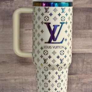 40oz Rainbow Stainless Steel Laser Engraved Tumblers - CREAM