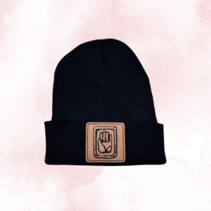 Custom Leatherette Hat Patch Beanie Hats(Black Only)